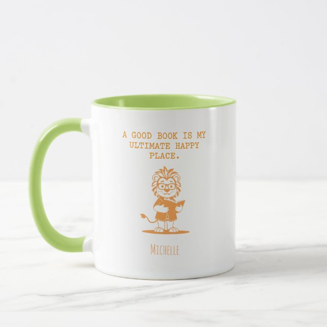 Caneca Bom Livro Meu Local Feliz Definitivo Lendo (Esquerda)