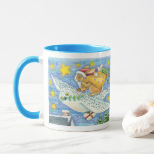 Caneca Bom Natal com Rabbit como Papai Noel na Coruja