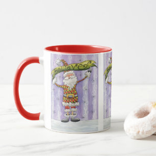 Caneca Bom Natal de Cartoon, acredito em Papai Noel