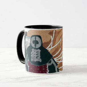 Caneca Bombeiros japoneses em um mar das chamas por