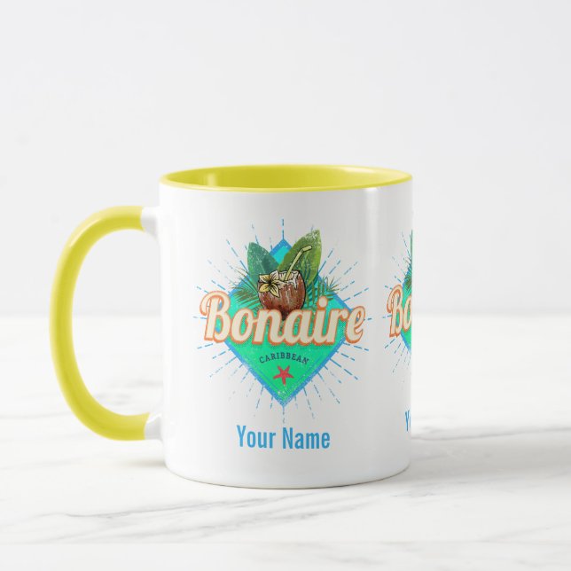 Caneca Bonaire Caribe retro férias vintage Island (Esquerda)