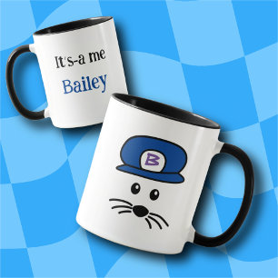 Caneca Boné azul personalizável Pequeno Mouse