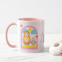 Boneca Russa Aninhada Rosa Matryoshka Fofa