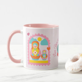 Caneca Boneca Russa Aninhada Rosa Matryoshka Fofa