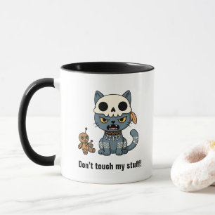 Caneca Boneca Vodu de Gato Bruxa com Texto Personalizado