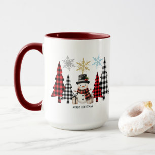 Caneca Boneco de Neve e Árvore de Natal Xadrez - Inverno