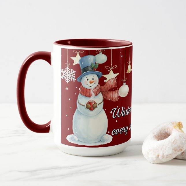 Caneca Boneco de Neve Mágico Congelado (Com Donut)