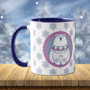 Caneca Boneco de neve nórdico do estilo e urso polar