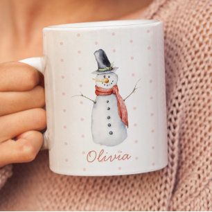 Caneca Boneco de Neve Personalizado Aquarela Rústica Deix