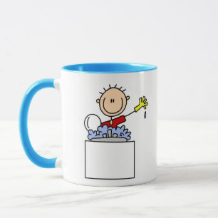 Caneca Boneco de Palito Lavando Louça
