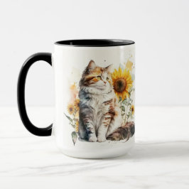 CANECA BONITA ÁGUA-COR-DE-ÁGUA COM UM GATO COM FILHORES