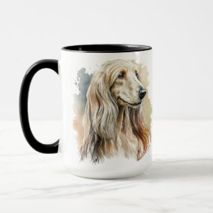 CANECA BONITA BLONDE WATERCOLOR AFEGAN HOUND DOG