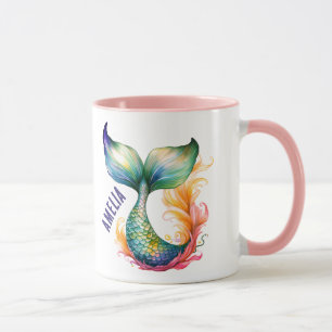 Caneca Bonita Colorida Mermaid Ocean Girl