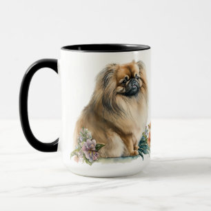 CANECA BONITA COR DA ÁGUA PEQUENA CACHORRO E FLORES
