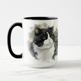 CANECA BONITA COR DA ÁGUA PRETA-BRANCA TUXEDO CAT