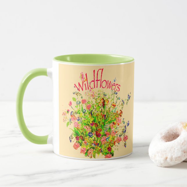 Caneca Bonita de Flores Silvestres Sortidas (Com Donut)
