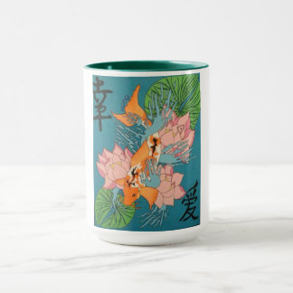 Caneca bonita dos peixes de Koi do japonês
