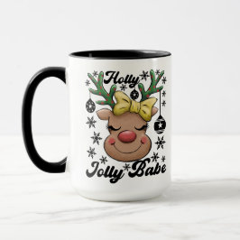 Caneca Bonita e alegre Holly Jolly Babe Reindeer de Natal