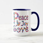 Caneca Bonita e Colorida Paz Ama Joia Natal e Chanucá<br><div class="desc">Este design com pintura manual vibrante e colorida é uma maneira perfeita de nivelar o seu presente de Natal sazonal!</div>