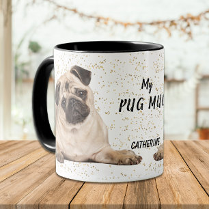 Caneca Bonita e Dourada Confetti My Pug