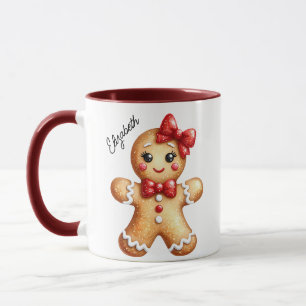 Caneca Bonita gengibre de Natal Gingerpão Monograma