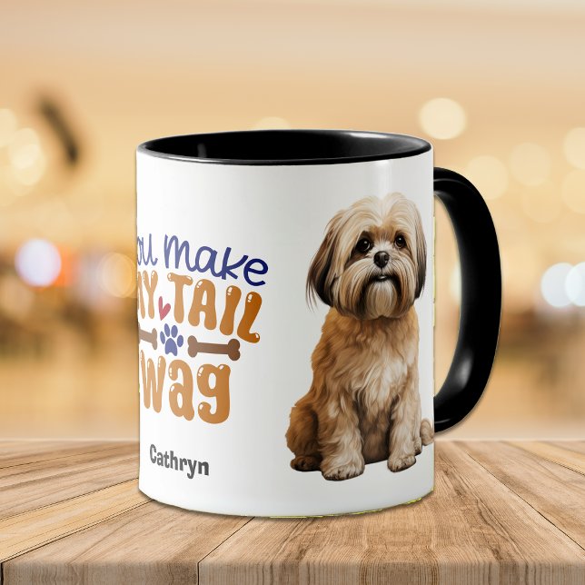 Caneca Bonita Lhasa Apso Você Faz Minha Cauda (Criador carregado)
