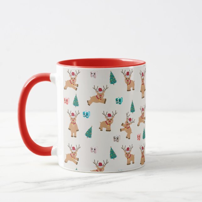 Caneca Bonita Reindeer de Natal (Esquerda)