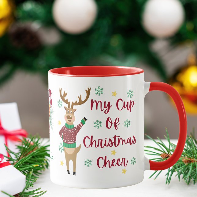 Caneca Bonita Reindeer de Natal Mais Animada (Criador carregado)