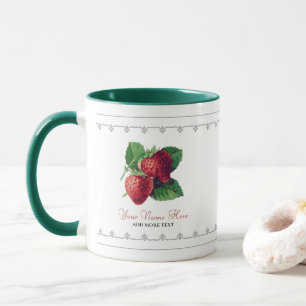 Caneca Bonita Vintage Strawberry Berry Fruta Adicione Seu