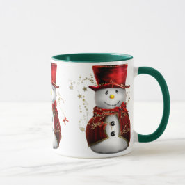 Caneca Bonito boneco de neve no Natal do Veludo Vermelho