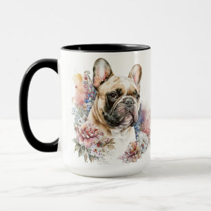 CANECA BONITO CACHORRO FRANCÊS DE COR DA ÁGUA