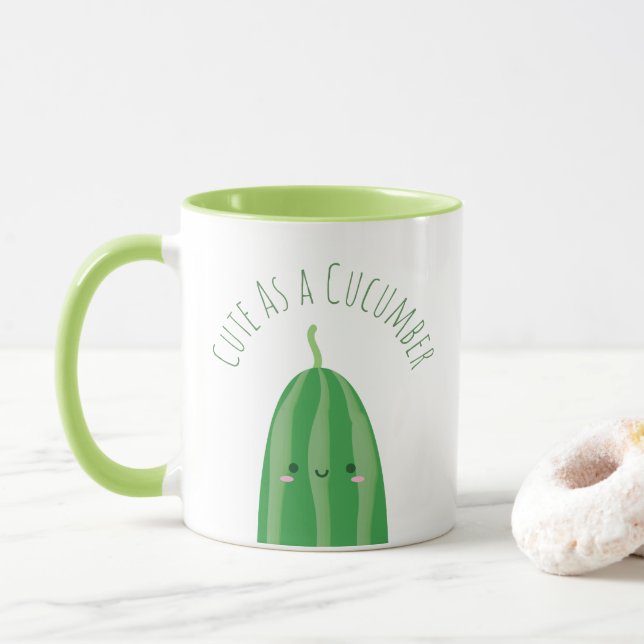 Caneca Bonito como pepino Engraçado Kawaii Cutecumber (Com Donut)