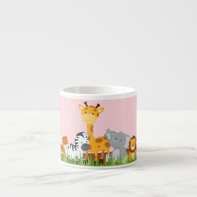 Caneca bonito cor-de-rosa do café dos animais do (Frente)