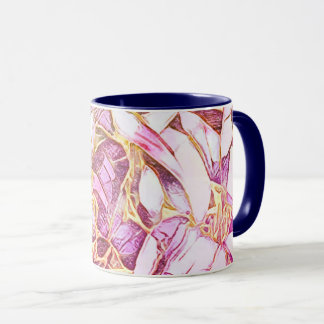 Caneca Bonito Cores Cor-De-Rosa E Falso Dourado Floral