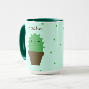 Caneca bonito da planta do kawaii do cacto