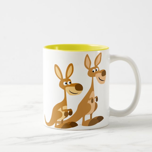Caneca bonito de dois cangurus dos desenhos (Direita)