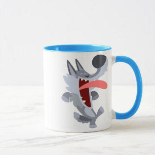 Caneca bonito do lobo dos desenhos animados da