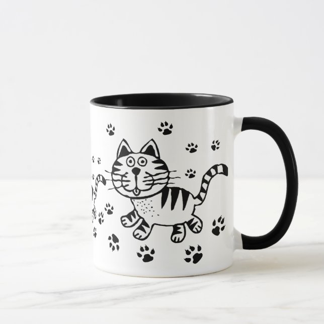 Caneca bonito dos impressões do gato & da pata (Direita)