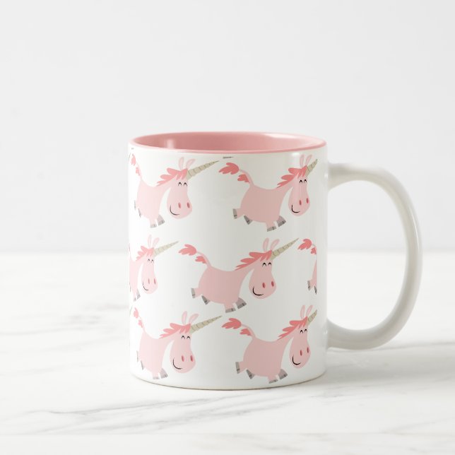 Caneca bonito dos unicórnios do rosa dos desenhos (Direita)