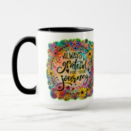 Caneca Bonito Floral Grateful para sua citação de viagem
