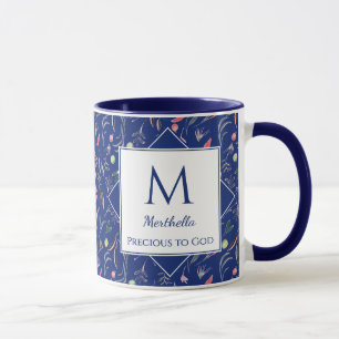 Caneca Bonito FLORAL Precioso a Deus AZUL personali