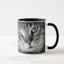 Bonito Gato com Olhos Verdes e Coffee Mug