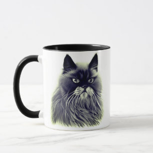 Caneca Bonito gato persa em preto e branco