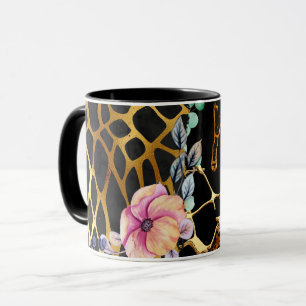 Caneca Bonito Glitter Dourada Impressão Animal Chamada G