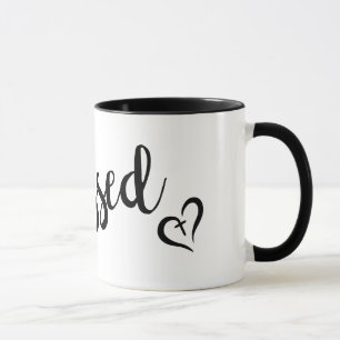 Caneca bonito letra de script BLESSED