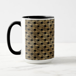 CANECA BONITO LINHAS PRETAS E DOURADAS DE NÓS CELTICOS