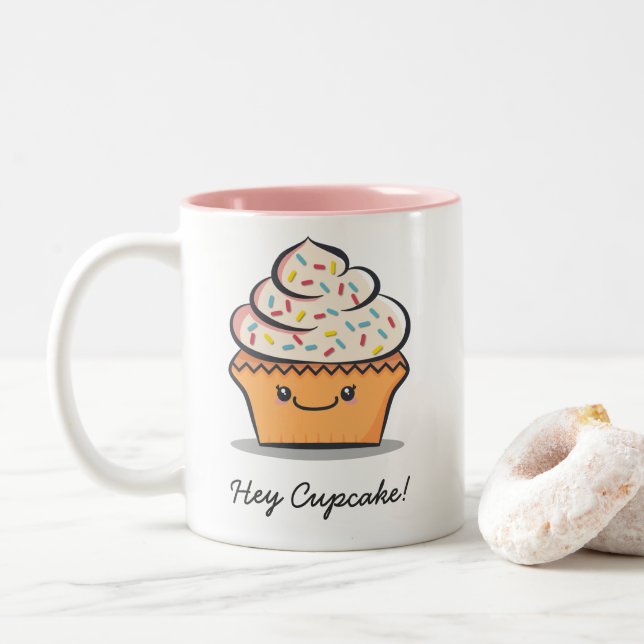 Caneca bonito personalizada do cupcake (Com Donut)