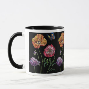 Caneca Bonito pipocas em pintura a aquarela preta