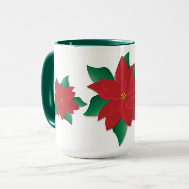 Caneca Bonito poinsettias de Natal (Frente Esquerda)