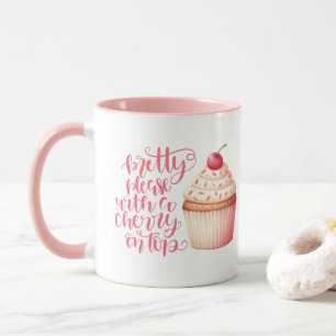 Caneca Bonito Por favor com uma cereja em cima